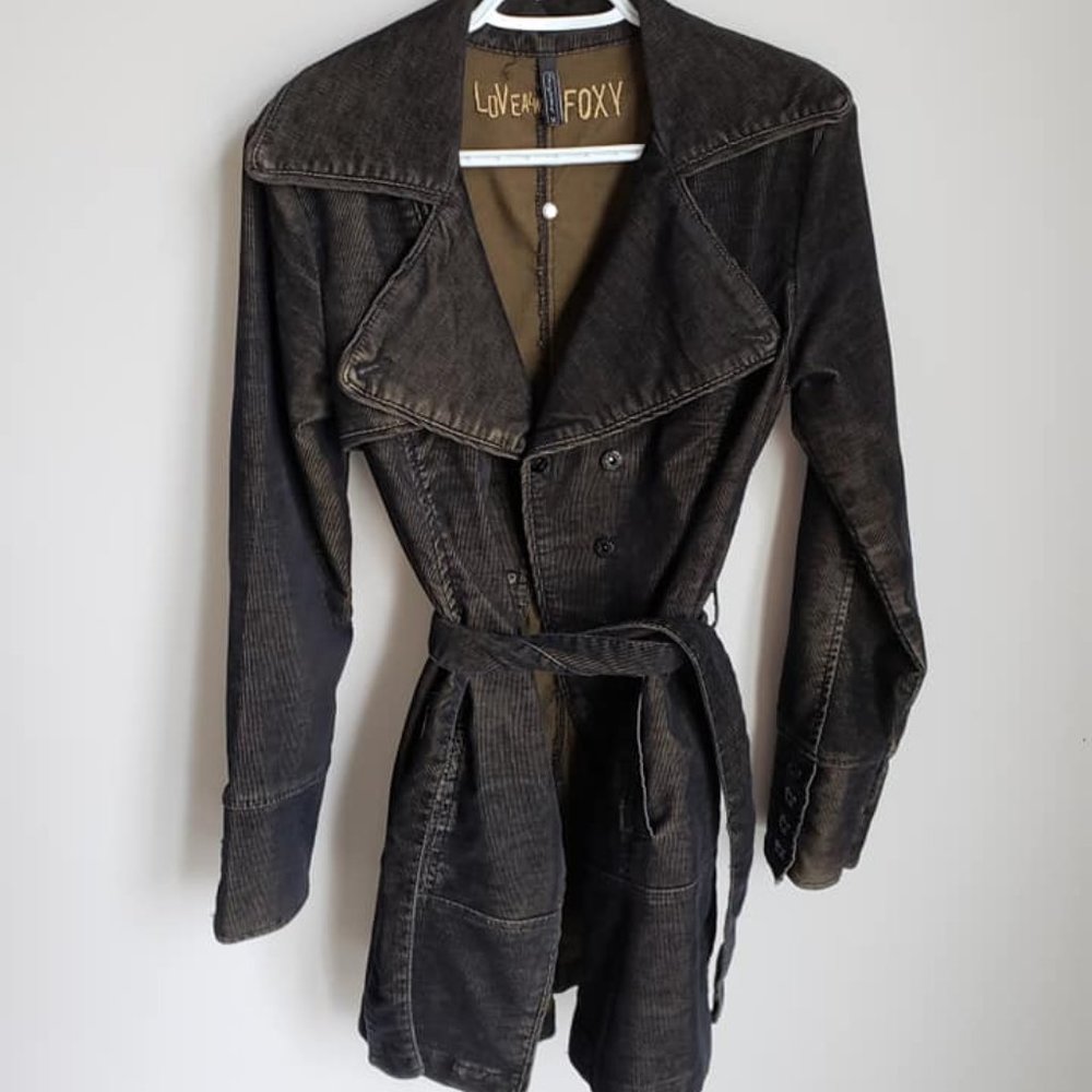 Foxy Jeans Acid-Wash Long, Corduroy Jacket